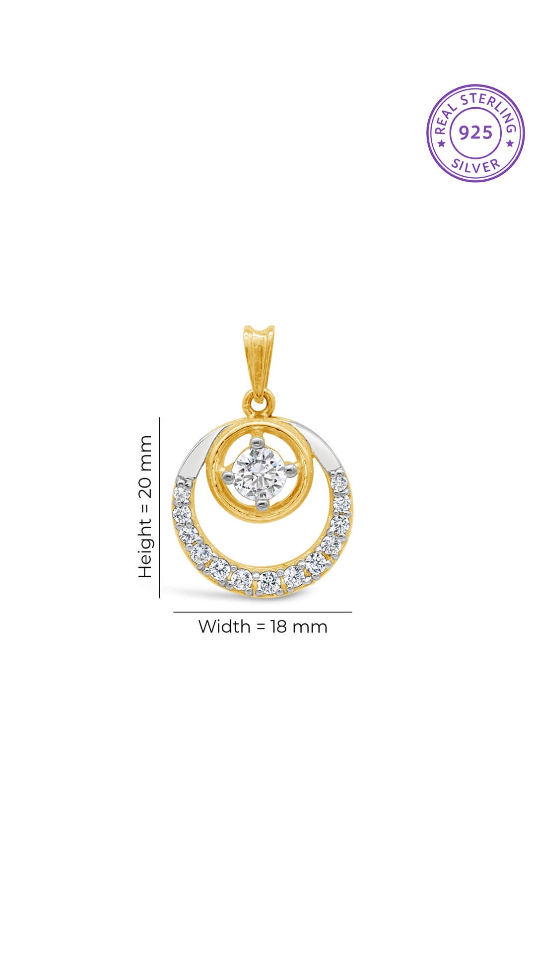 Crescent Zircon Pendant