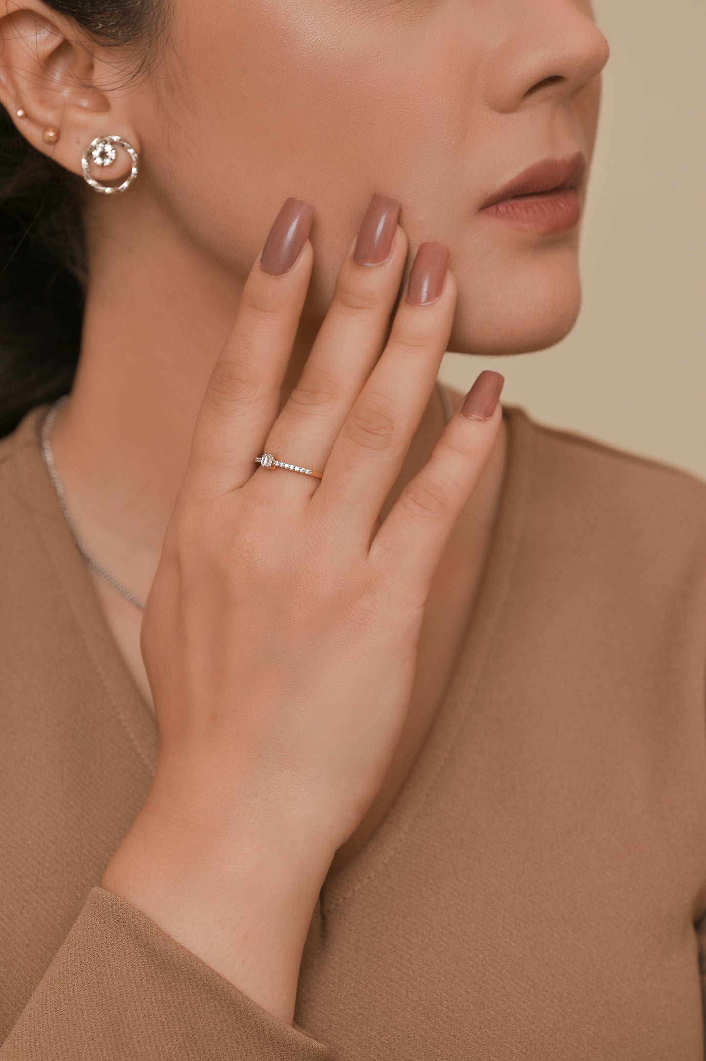 Zircon Baguette Silver Ring