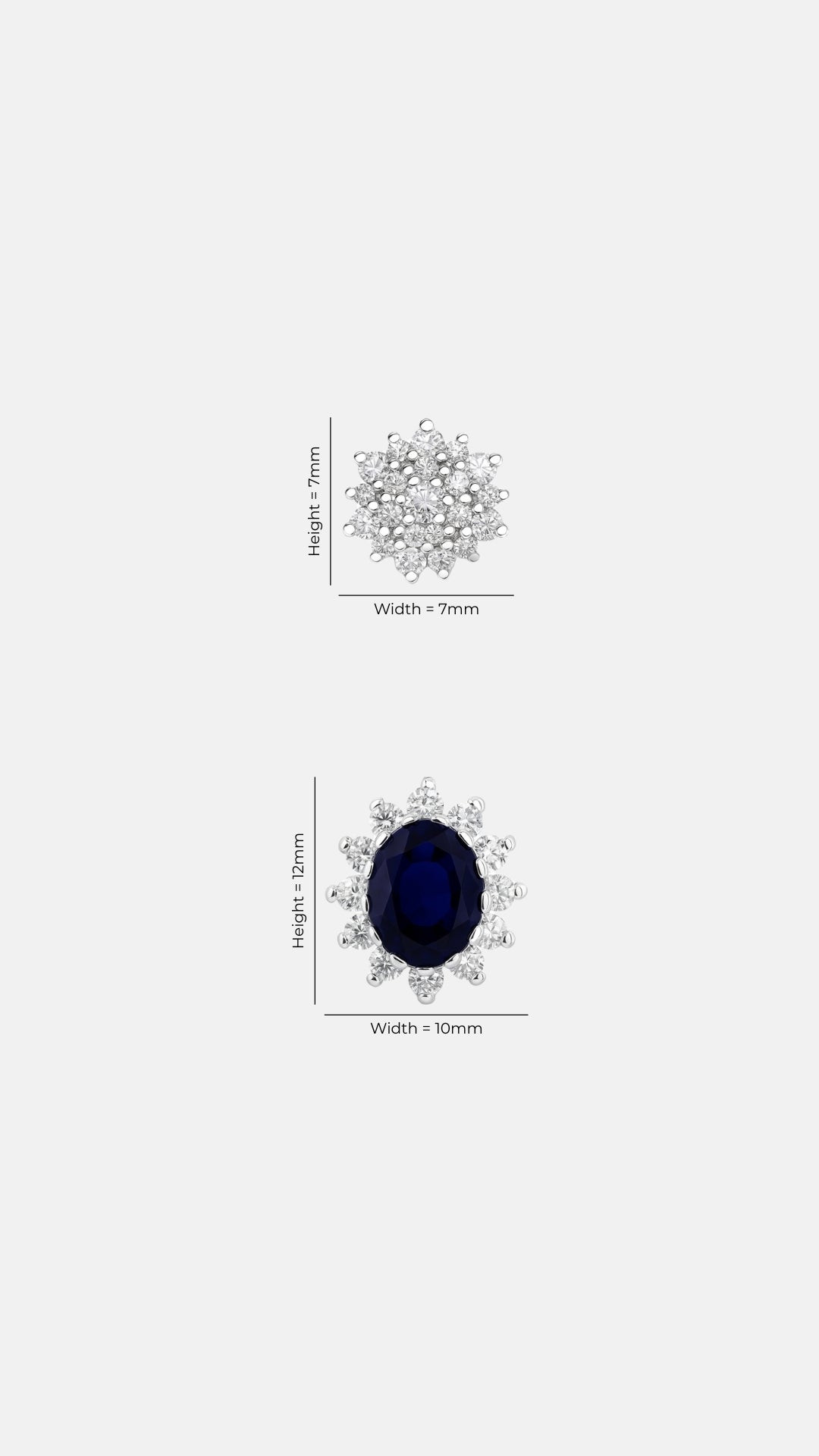 Midnight Duo earring set — Lume and Lia zircon tops in 925 sterling silver, second view — Nuqrah Pakistan