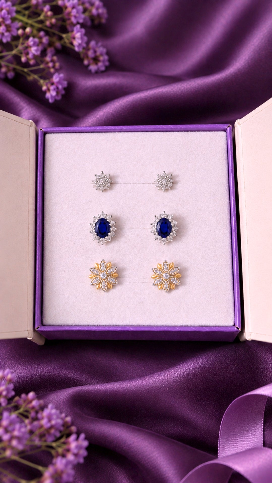 Main Character Charm earring set — all three pairs of 925 sterling silver tops — Nuqrah Pakistan