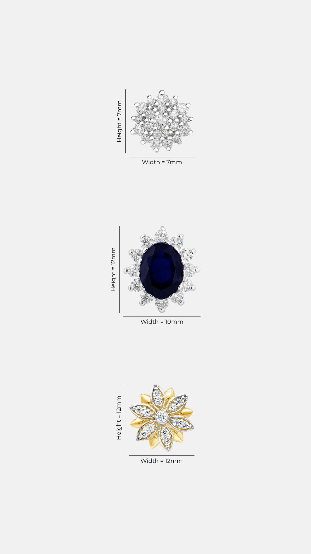 Main Character Charm earring set — Lia, Lume and Lotus tops in 925 sterling silver, second view — Nuqrah Pakistan