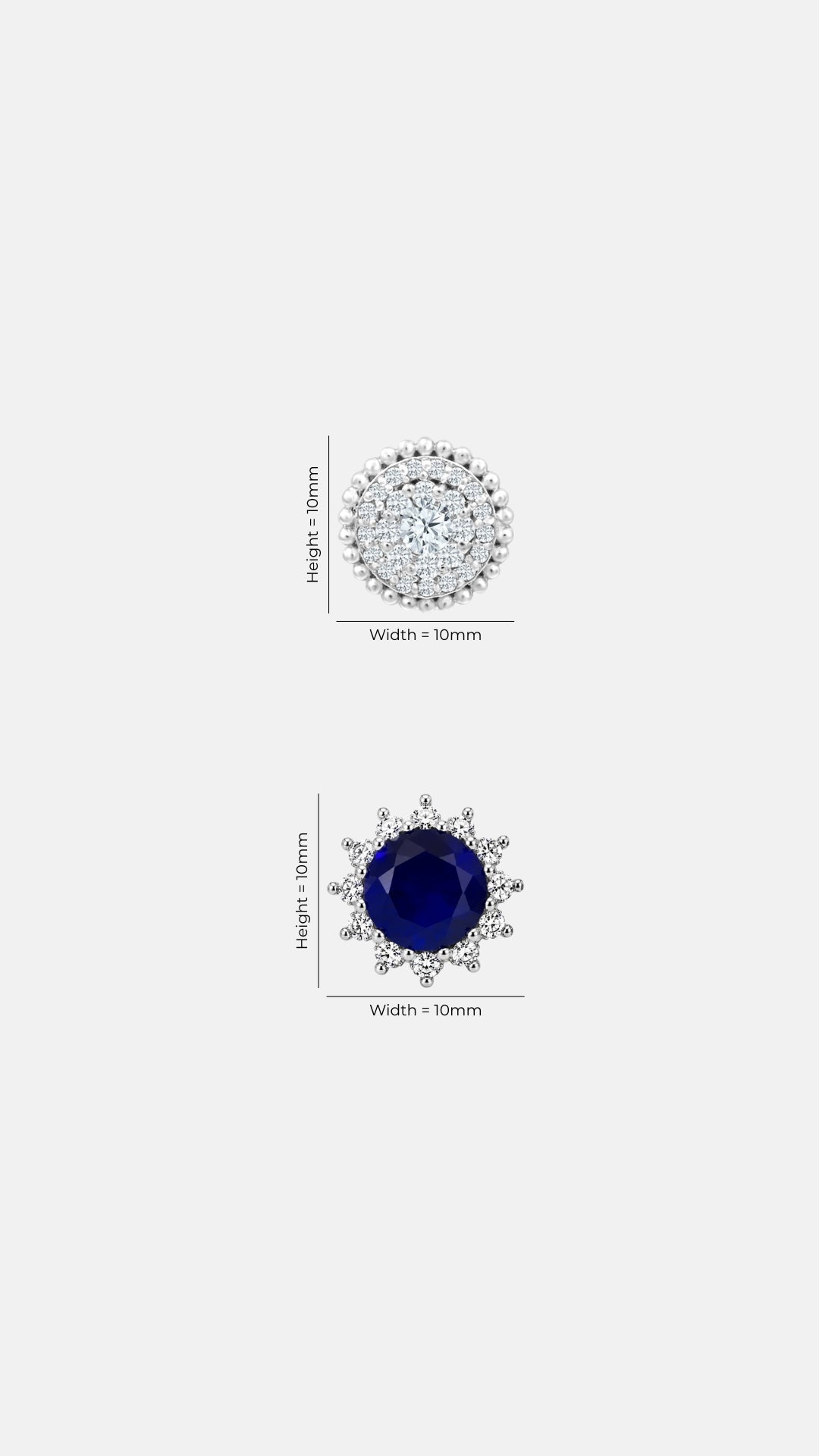 Quiet Glow earring set — Zircon Silver Studs and Luné Tops in 925 sterling silver, second view — Nuqrah Pakistan