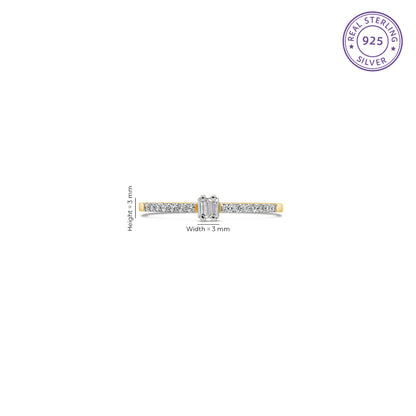 Zircon Baguette Silver Ring
