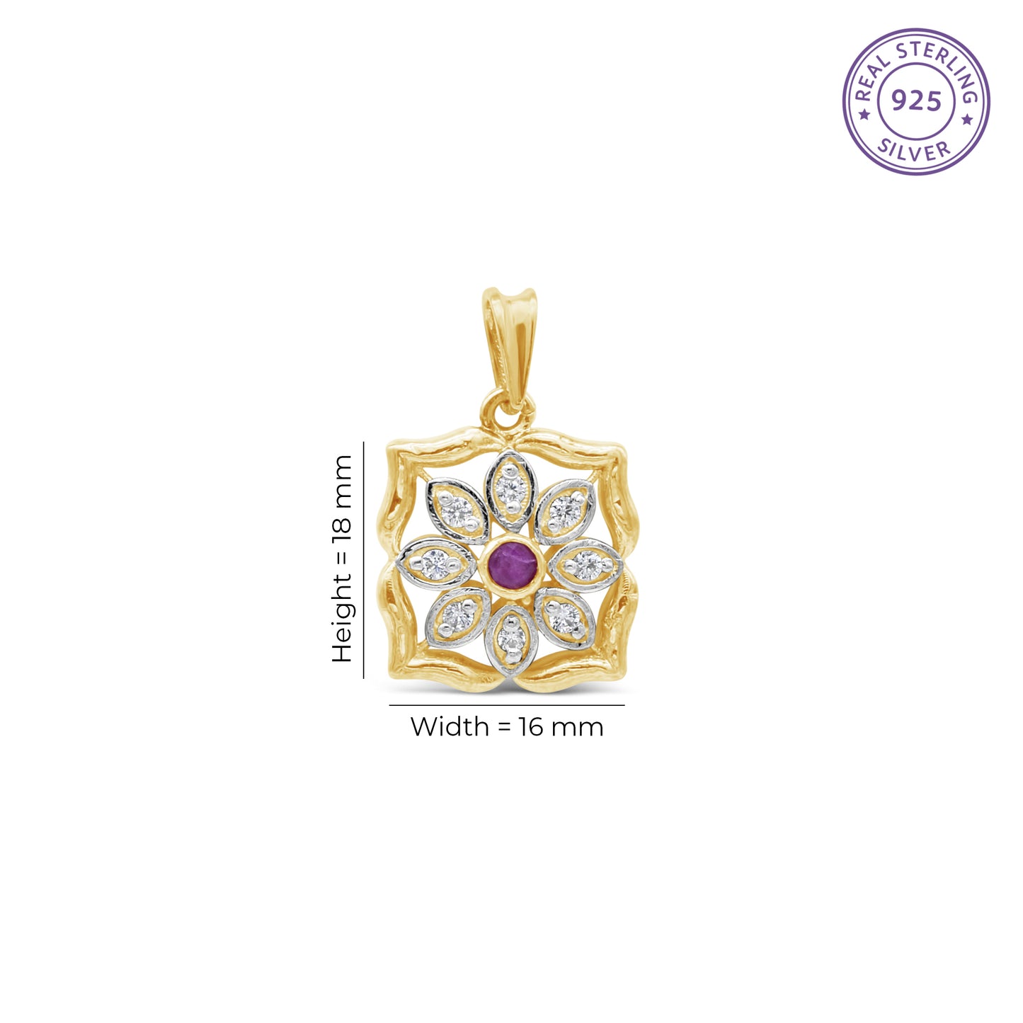 Ruby Centered Flower Pendant