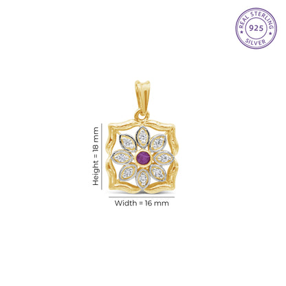 Ruby Centered Flower Pendant
