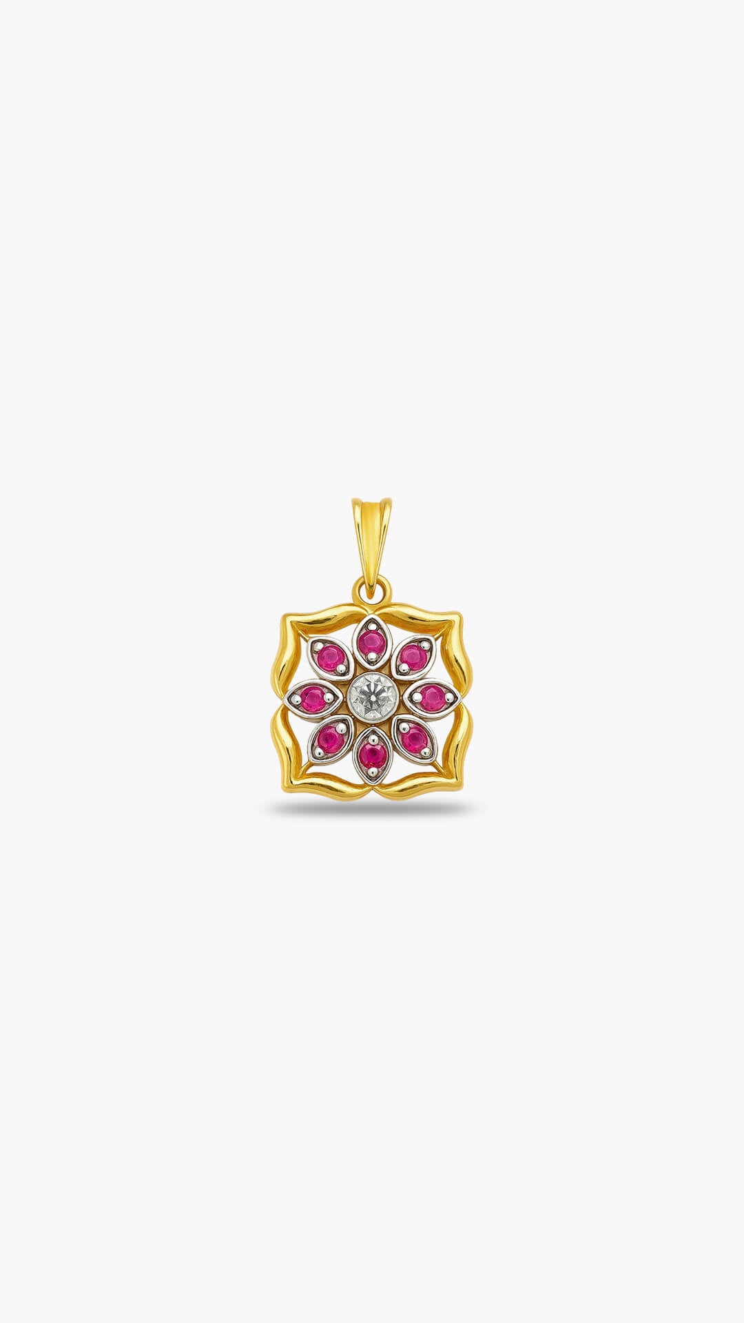 Ruby Centered Flower Pendant