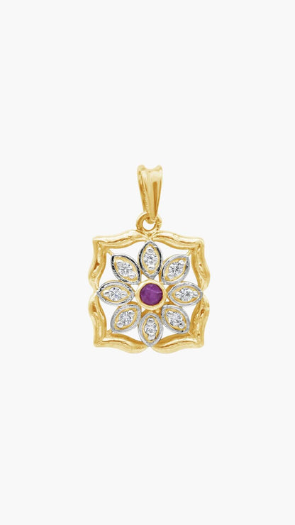 Ruby Centered Flower Pendant
