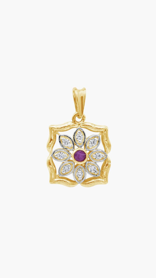Ruby Centered Flower Pendant