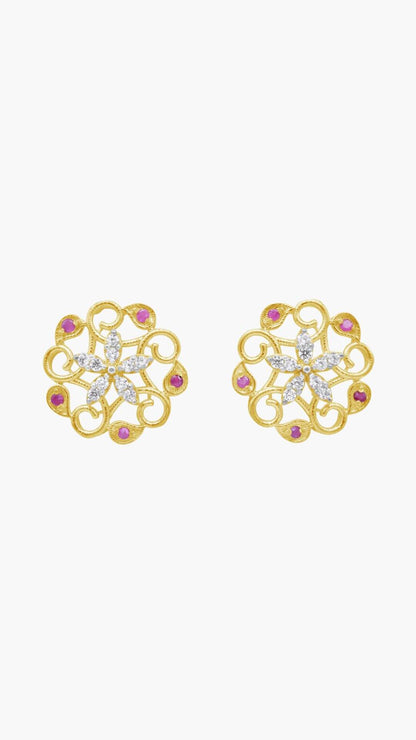 Ruby Floral Earrings