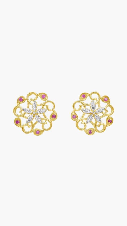 Ruby Floral Earrings