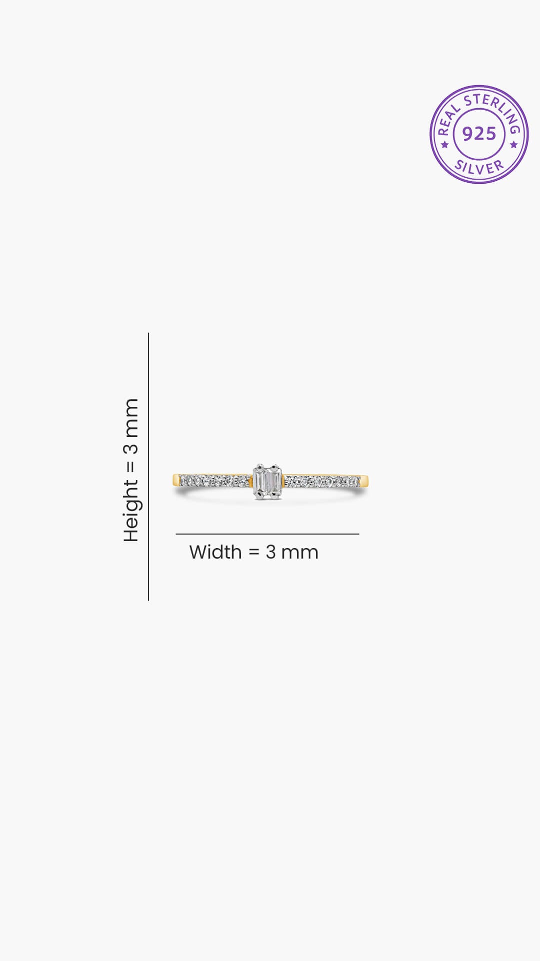 Zircon Baguette Silver Ring