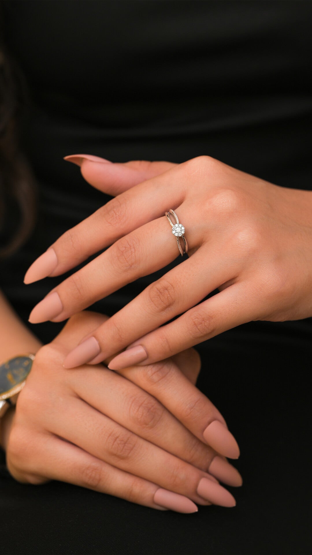 Zircon Centered Cut Ring