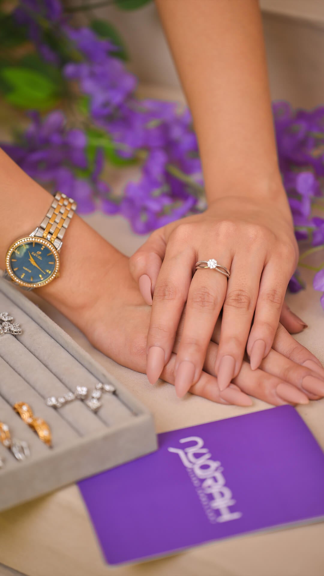 Zircon Centered Cut Ring