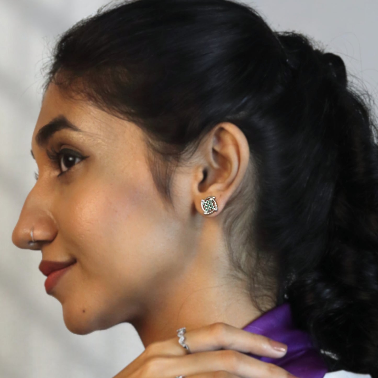 jade silver studs