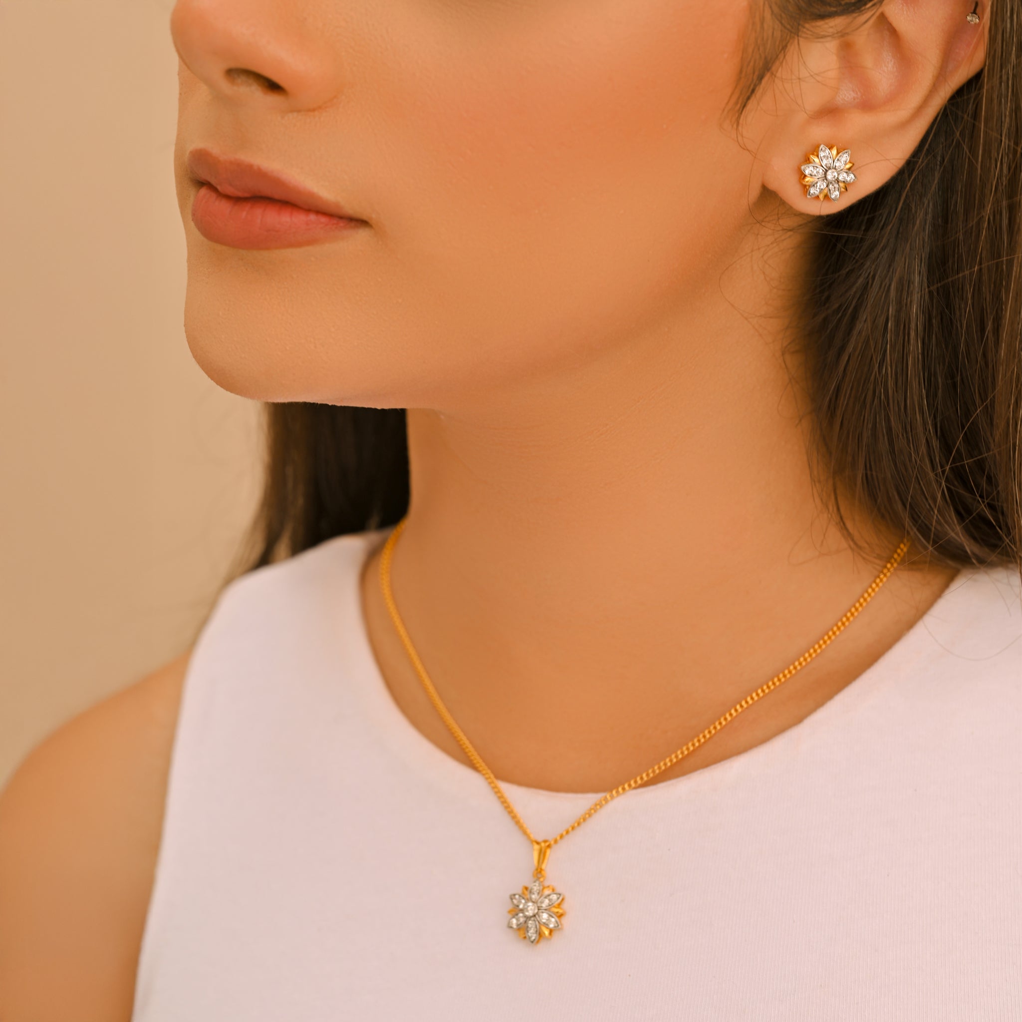 925 Sterling Silver Lotus Pendant and Earrings for women