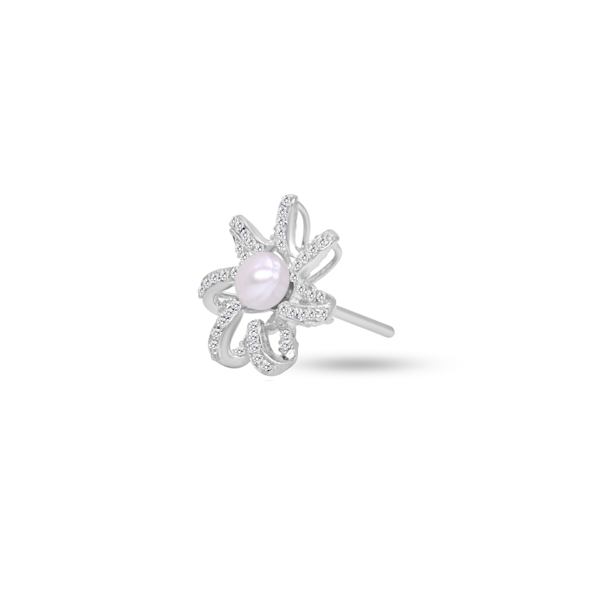 Trendy silver ear tops for office and casual wear