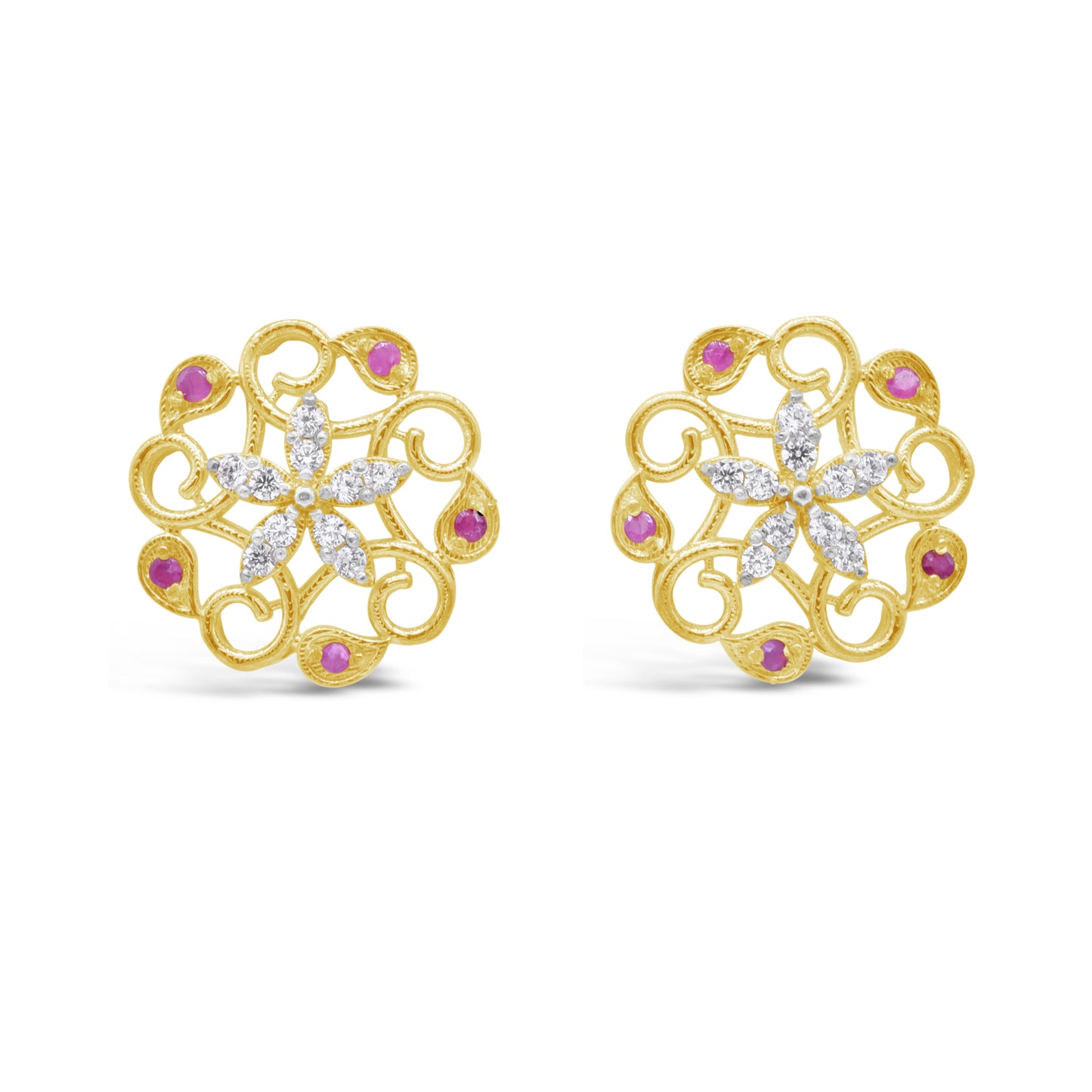 Ruby Floral Earrings