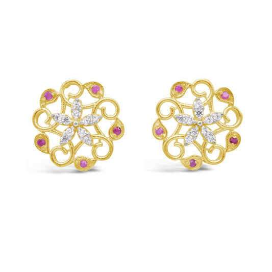 Ruby Floral Earrings