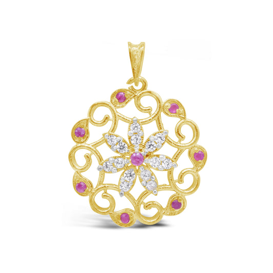 Red Floral Pendant