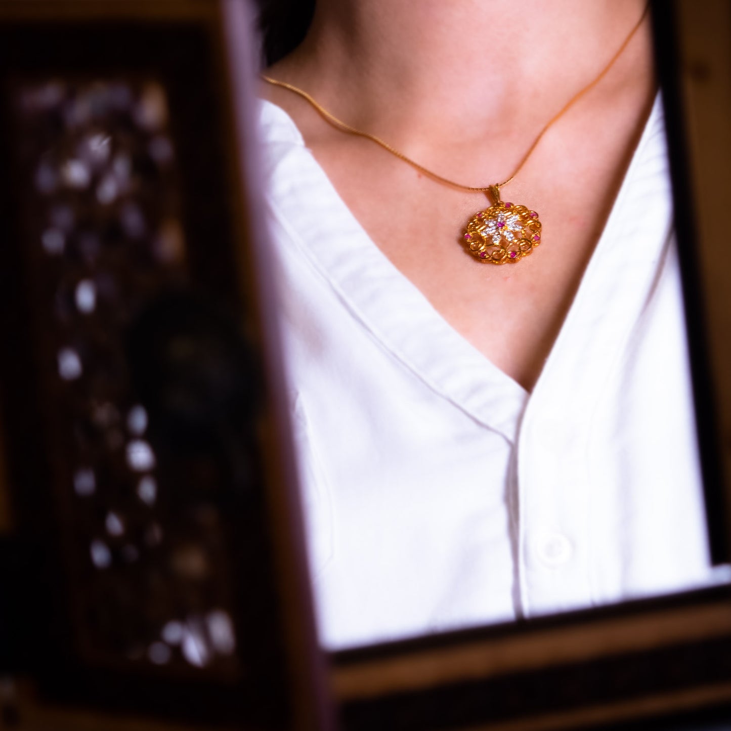 Red Floral Pendant
