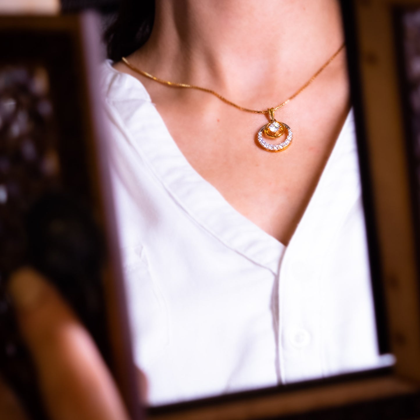 Crescent Zircon Pendant