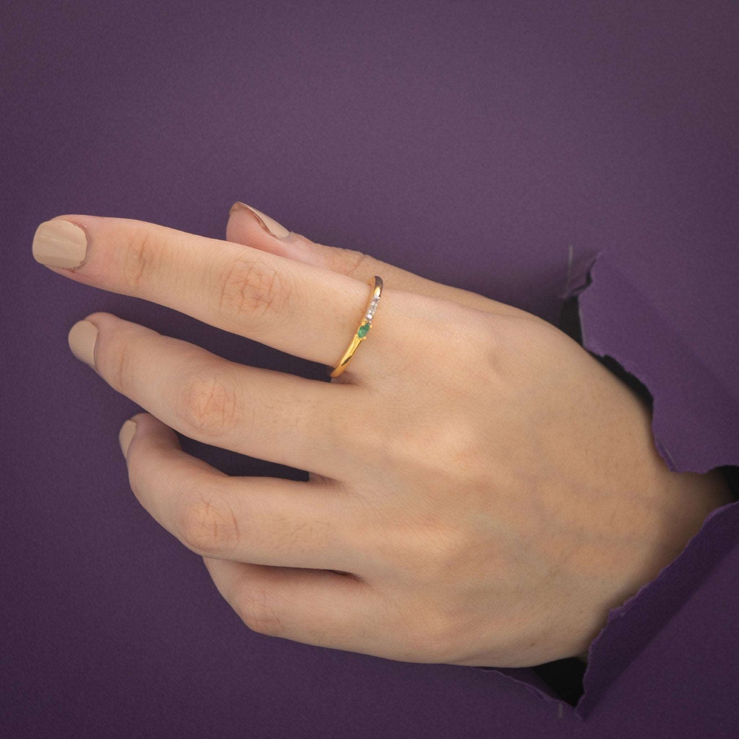 Emerald Minimalist Ring
