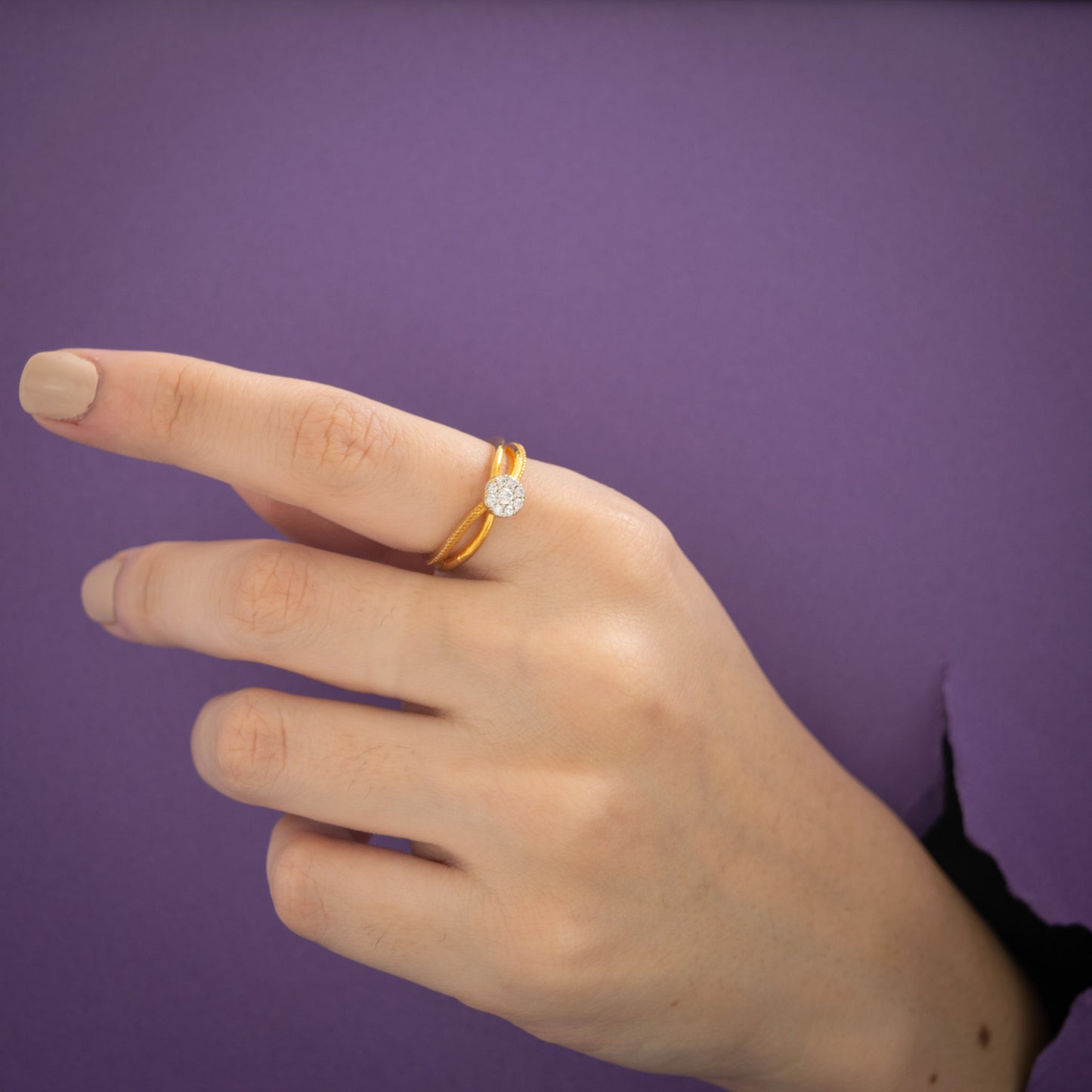 Zircon Centered Cut Ring