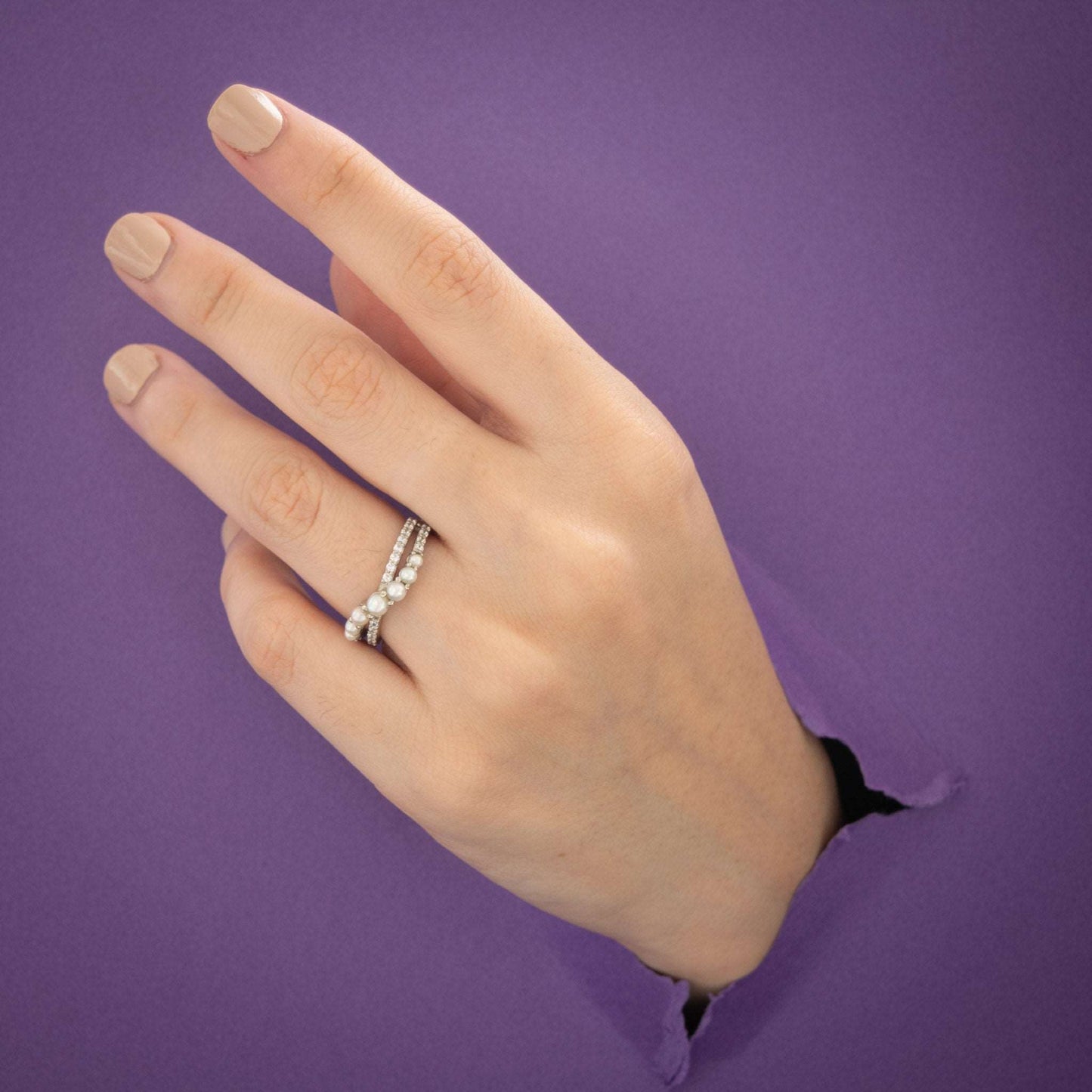 Pearl and Zircon Ring